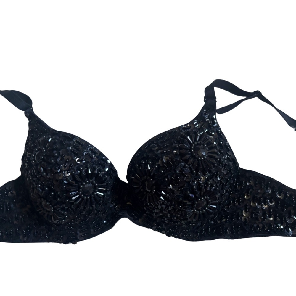 Say What Black Beaded Bra | Worn Once | Glam Festival Y2K